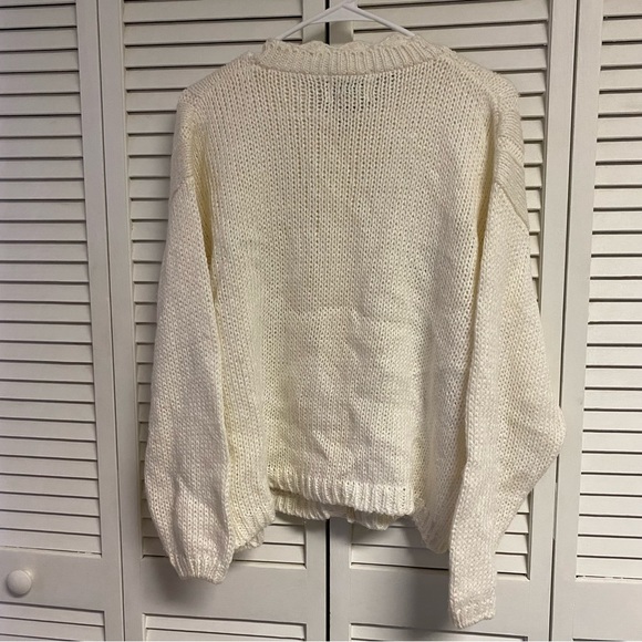 Colter Bay Cardigan HandLoomed 1989 White With Flowers Size Large - Picture 6 of 6
